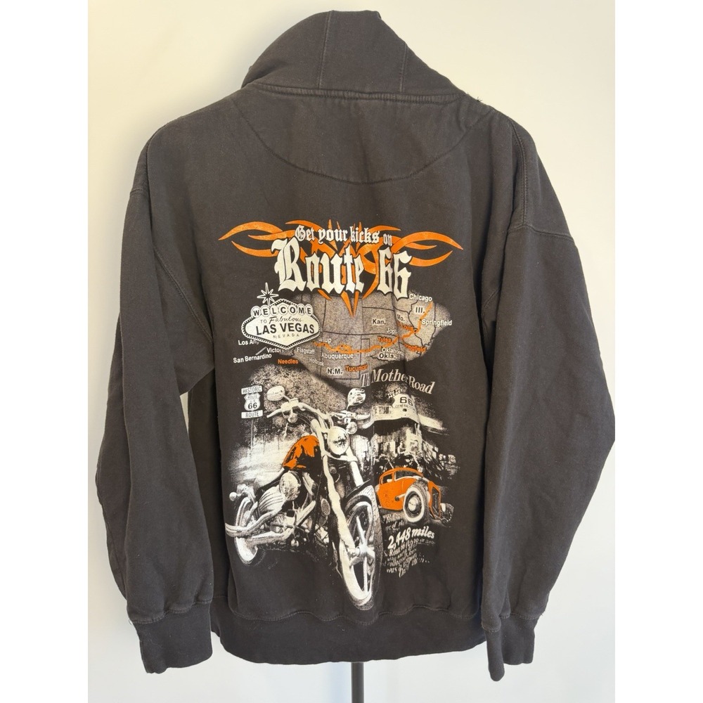 Vintage Route 66 Las Vegas Motorcycle Hot Rod Hoodie The Mother Road Size XL